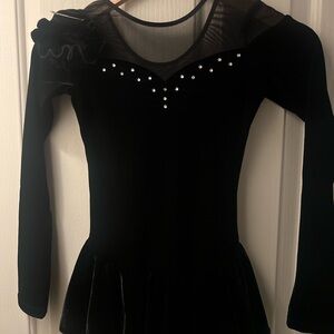 Velvet figure Skating competition dress with matching scrunchie